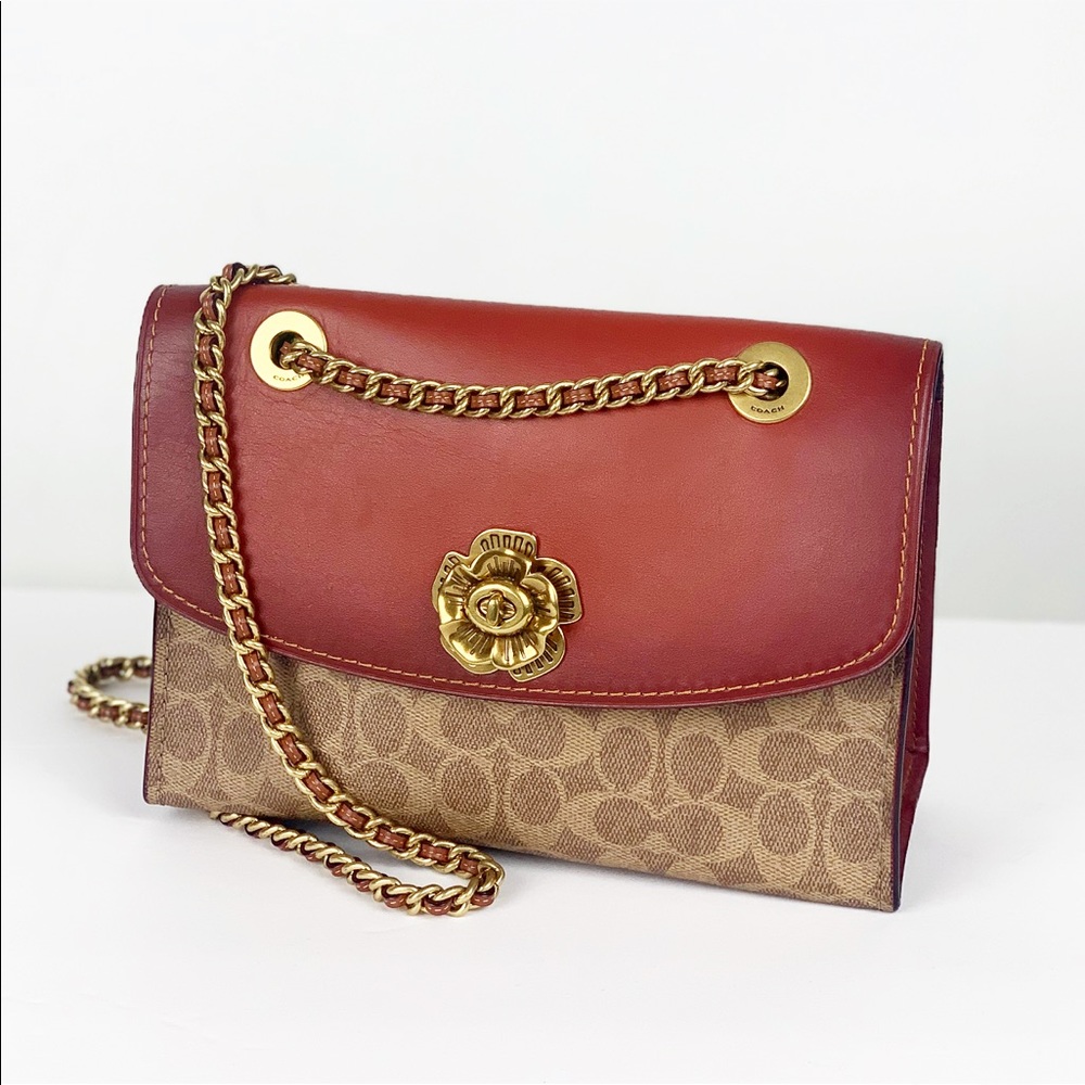 Coach Tea Rose Signature Canvas Parker Shoulder